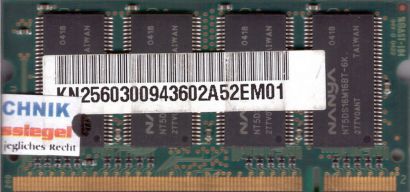 Nanya NT256D64SH8BAGM-6K PC-2700 256MB DDR1 333MHz SODIMM Arbeitsspeicher* lr38
