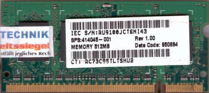 Qimonda HYS64T64020HDL-3S-B PC2-5300 512MB DDR2 667MHz SODIMM RAM* lr40