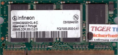 Infineon HYS64D32020HDL-6-C PC-2700 256MB DDR1 333MHz SODIMM RAM* lr52