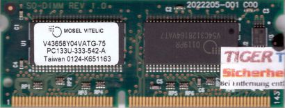 Mosel Vitelic V43658Y04VATG-75 PC133 64MB SDRAM 133MHz SODIMM SD RAM* lr57
