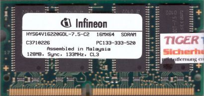 Infineon HYS64V16220GDL-7.5-C2 PC133 128MB SDRAM 133MHz SODIMM SD RAM* lr63