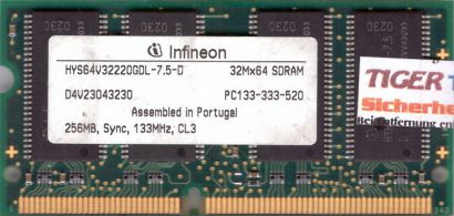 Infineon HYS64V32220GDL-7.5-D PC133 256MB SDRAM 133MHz SODIMM SD RAM* lr70