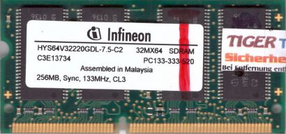 Infineon HYS64V32220GDL-7.5-C2 PC133 256MB SDRAM 133MHz SODIMM SD RAM* lr72