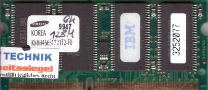 Samsung KMM466S1723T2-F0 PC66 128MB SDRAM 66MHz SODIMM IBM Arbeitsspeicher* lr75