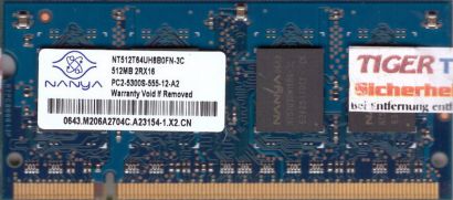 Nanya NT512T64UH8B0FN-3C PC2-5300 512MB DDR2 667MHz SODIMM Arbeitsspeicher* lr92