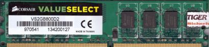 Corsair ValueSelect VS2GB800D2 PC2-6400 2GB DDR2 800MHz Arbeitsspeicher RAM*r636