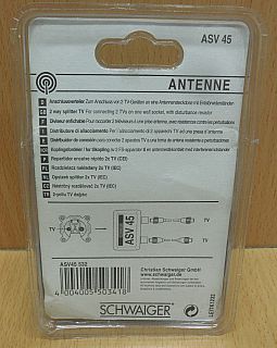 Schwaiger ASV 45 532 Anschlussverteiler für 2 TV Geräte 2 fach Verteiler* so800