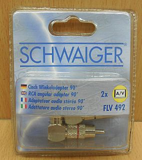 Schwaiger FLV 492 2x AV Cinch Winkeladapter Winkel Adapter Metallstecker* so807