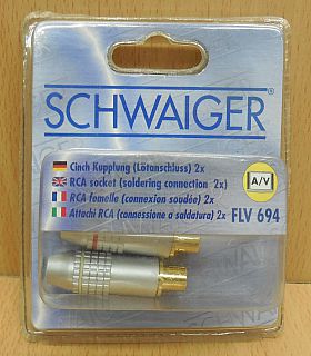 Schwaiger FLV 694 2x AV Cinch Kupplung (Lötanschluss) vergoldete Kontakte* so808