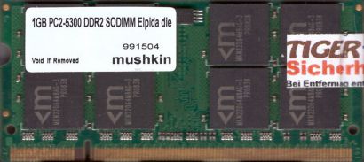 mushkin 991504 PC2-5300 1GB DDR2 667MHz SODIMM Arbeitsspeicher RAM* lr97