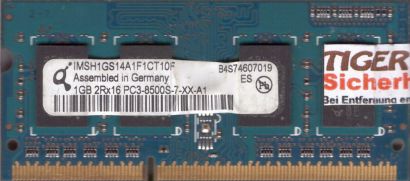 Qimonda IMSH1GS14A1F1CT10F PC3-8500 1GB DDR3 1066MHz SODIMM RAM* lr100