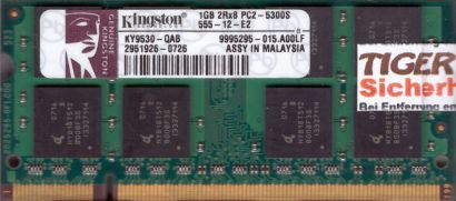 Kingston KY9530-QAB PC2-5300 1GB DDR2 667MHz SODIMM 9995295-015 A00LF RAM* lr112