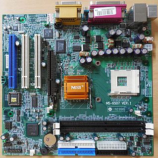 MSI MS-6507 Ver 1 Mainboard +Blende Sockel 478 Intel 845 AGP PCI LAN Audio* m923