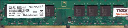 Swissbit MEU25664D6BC2EP-30R PC2-5300 2GB DDR2 667MHz RAM Arbeitsspeicher* r705