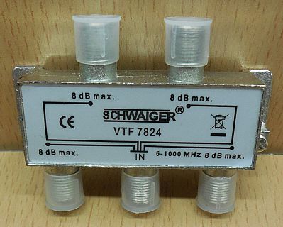 Schwaiger VTF 7824 SAT Verteiler 4 fach 1x In 4x Out Frequenzen 5-1000MHz* so864