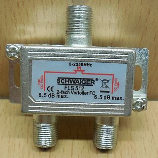 Schwaiger FLS 512 SAT Verteiler 2 fach 1x In 2x Out Frequenzen 5-2250MHz* so865