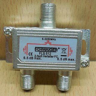 Schwaiger FLS 512 SAT Verteiler 2 fach 1x In 2x Out Frequenzen 5-2250MHz* so865