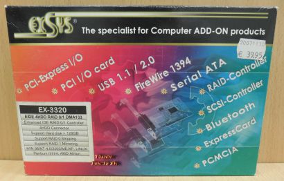 Exsys EX-3320 E IDE DMA 133 RAID 0 1 PCI Adapter Karte für 4 HDD NEU OVP* sk54