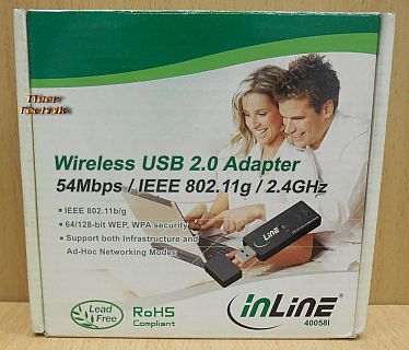 Inline 40058I USB2.0 WLAN Stick Wireless Adapter 54Mbps 802.11 b g WPA WEP* nw80