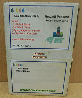 Nachfülltinte Set für HP 700 800 er Serie schwarz cyan magenta yellow* dr08