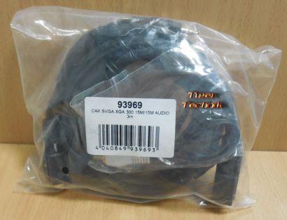 CAK VGA SVGA Kabel 3m Audio 3,5 Klinke SUB D Kabel 15 pol Stecker Monitor* pz811