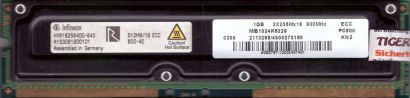 Infineon HYR1825640G-840 800-40 PC800 512MB 16 ECC RDRAM 800MHz Rambus RIMM*r736