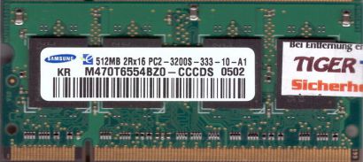 Samsung M470T6554BZ0-CCCDS PC2-3200 512MB DDR2 400MHz SODIMM RAM* lr135