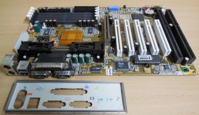 Gigabyte GA-6BXE Rev 1.9 Mainboard +Blende Slot 1 AGP USB 2x ISA 4x SDRAM* m990