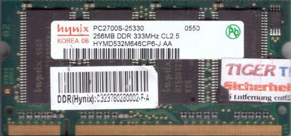 Hynix HYMD532M646CP6-J AA PC-2700 256MB DDR1 333MHz SODIMM Arbeitsspeicher*lr141
