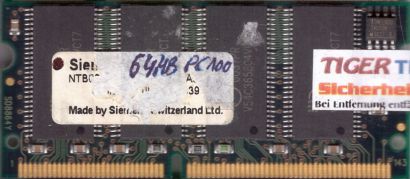 Siemens PC100 64MB SDRAM 100MHz SODIMM SD RAM Arbeitsspeicher* lr142
