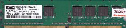 ProMOS V916764K24QCFW-G6 PC2-6400 512MB DDR2 800MHz CL6 Arbeitsspeicher RAM*r853