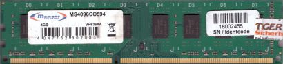 Memory Solution MS4096CO594 PC3-10600 4GB DDR3 1333MHz RAM VH638AA DIMM* r867