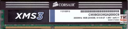 Corsair XMS3 8GB Kit 2x4GB CMX8GX3M2A2000C9 PC3-16000 DDR3 2000MHz CL9 RAM* r875