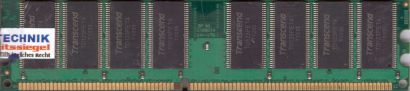 Transcend PC-3200 1GB DDR1 400MHz CL3 Arbeitsspeicher DDR RAM DIMM* r891