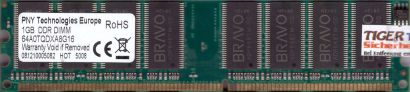 PNY 64A0TQDXA8G16 PC-3200 1GB DDR1 DIMM 400MHz Arbeitsspeicher RAM* r902