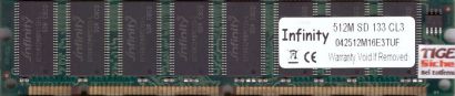 Infinity 042512M16E3TUF PC133 CL3 512MB SDRAM 133MHz Arbeitsspeicher SD RAM*r973