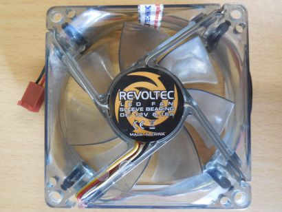 Revoltec LED FAN Gehäuse Lüfter 80mm LED blau 12V 0.16A 3-pin* GL139