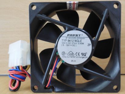 PAPST 8412 NGLE Gehäuse Lüfter schwarz 80mm 12V DC FAN 4-pin Molex* GL156