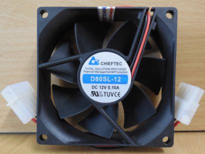 Chieftec D80SL-12 Gehäuse Lüfter schwarz 80mm 12V 0.10A DC FAN 4-pin Molex*GL157