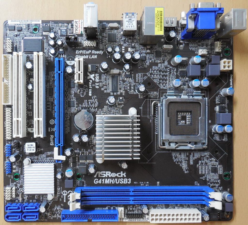 ASRock G41MH/USB3 Rev 2.01 Mainboard +Blende Intel G41 Sockel 775 ...