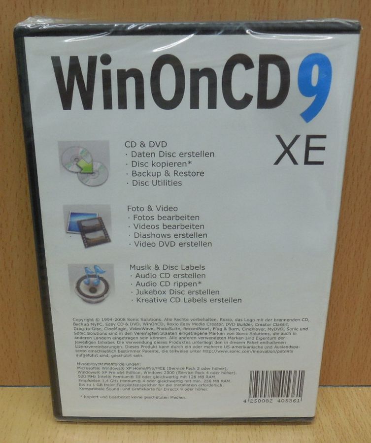 Roxio Winoncd 9 Xe Brennprogramm Cd Dvd Brennen Musik Disc Label Erste