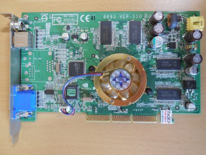 MSI MX440-8X MS-8893 Ver110 GeForce MX440 AGP 8X 128MB VGA TV-Out Composite*g572