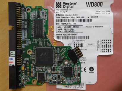 WD Caviar WD800 WD800BB-55HEA0 80GB IDE PCB Controller Elektronik Platine* FE187