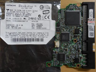 Hitachi Deskstar 120GXP IC35L040AVVN07-0 PCB Controller Elektronik Platine*FE217