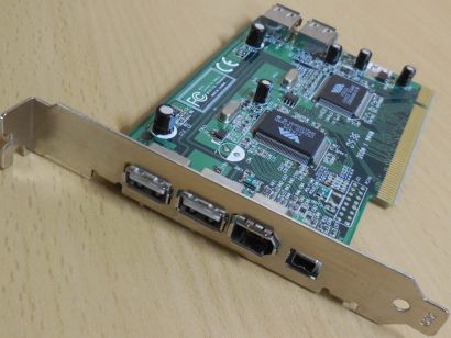 6-Port PCI Adapter Card Karte 6212 4x USB 2.0 2x FireWire IEEE1394 VIA Chip*sk66