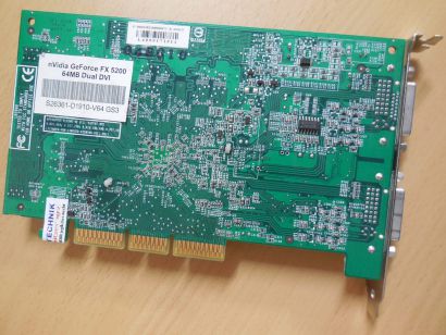Leadtek LR2960 WinFast GeForce FX 5200 64MB Dual DVI-I Retro AGP FSC D1910* g599
