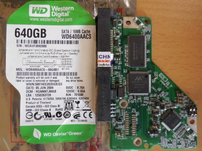 Western Digital Caviar WD6400AACS-00G8B1 PCB Controller Elektronik Platine*FE239