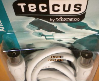 Teccus by Vivanco TV/Radio Antennenkabel >90db Koax-St.--> Koax-Kupplung 5m*so29
