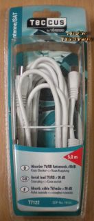 Teccus by Vivanco Absorber TV Radio Antennenkabel 5m >90db Koax Stecker Ku.*so35