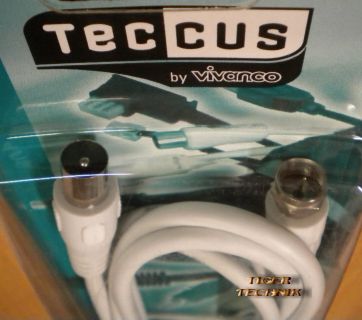 Teccus by Vivanco Receiveranschlusskabel SAT Kabel 1,5m F-St.> Koax Stecker*so40